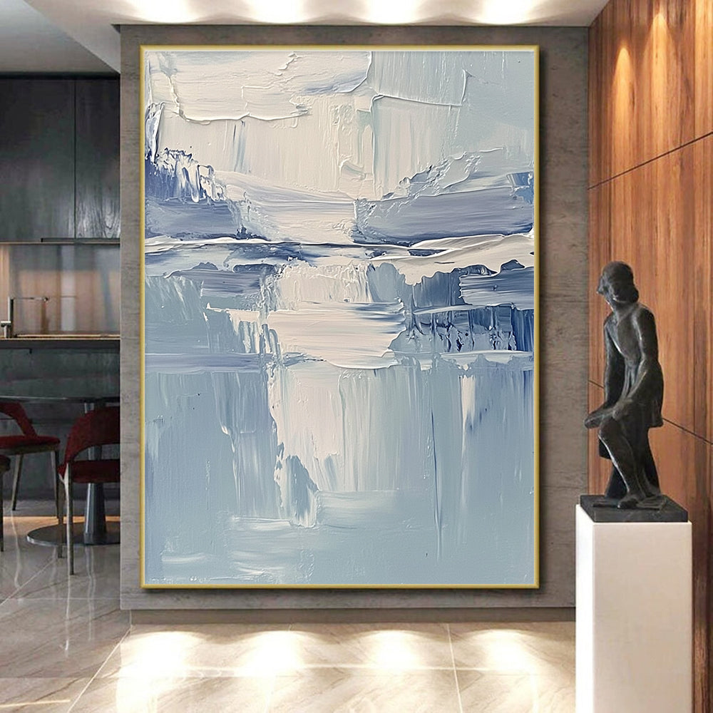 Textured Blue Abstract Painting with Calming Depths WINK761