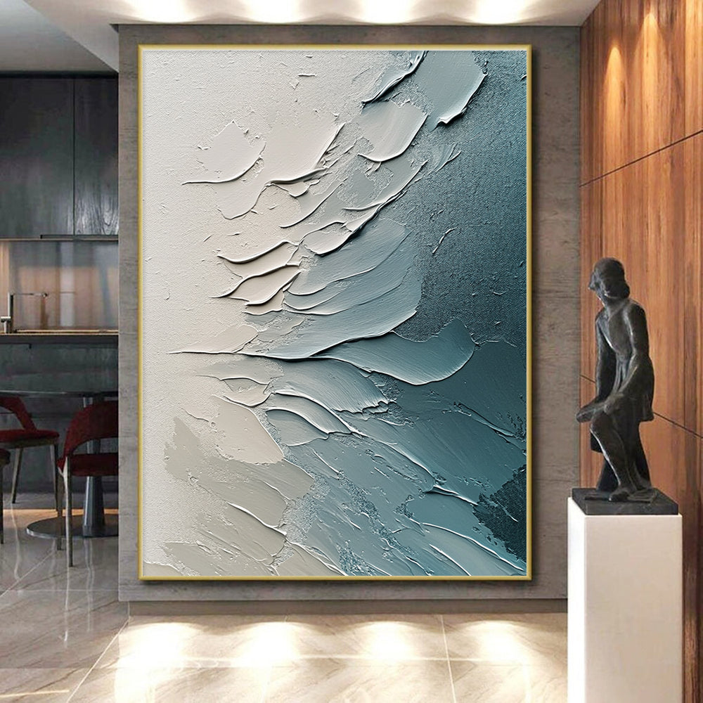 Textured Blue Gray Abstract Painting with Subtle Movement WINK648