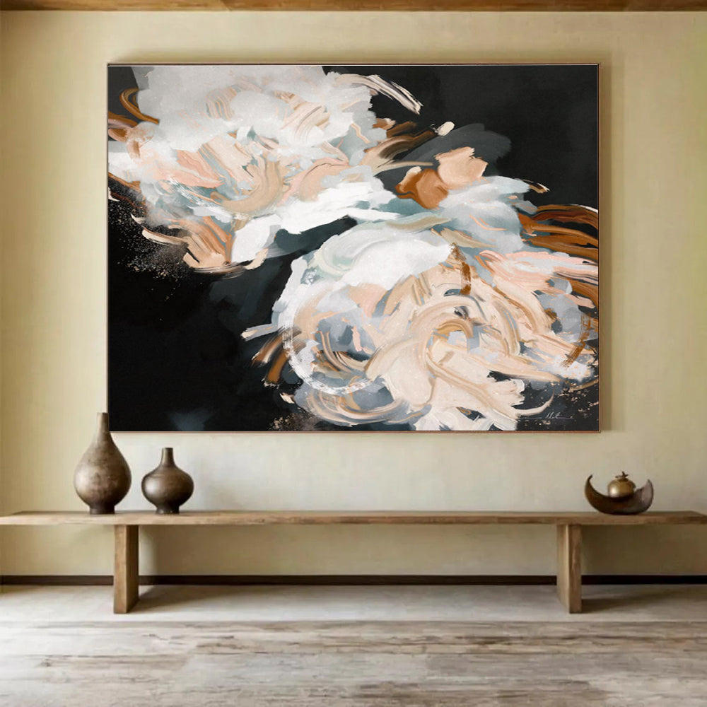 White Flower Abstract Painting for Elegant Wedding Venues YHT407
