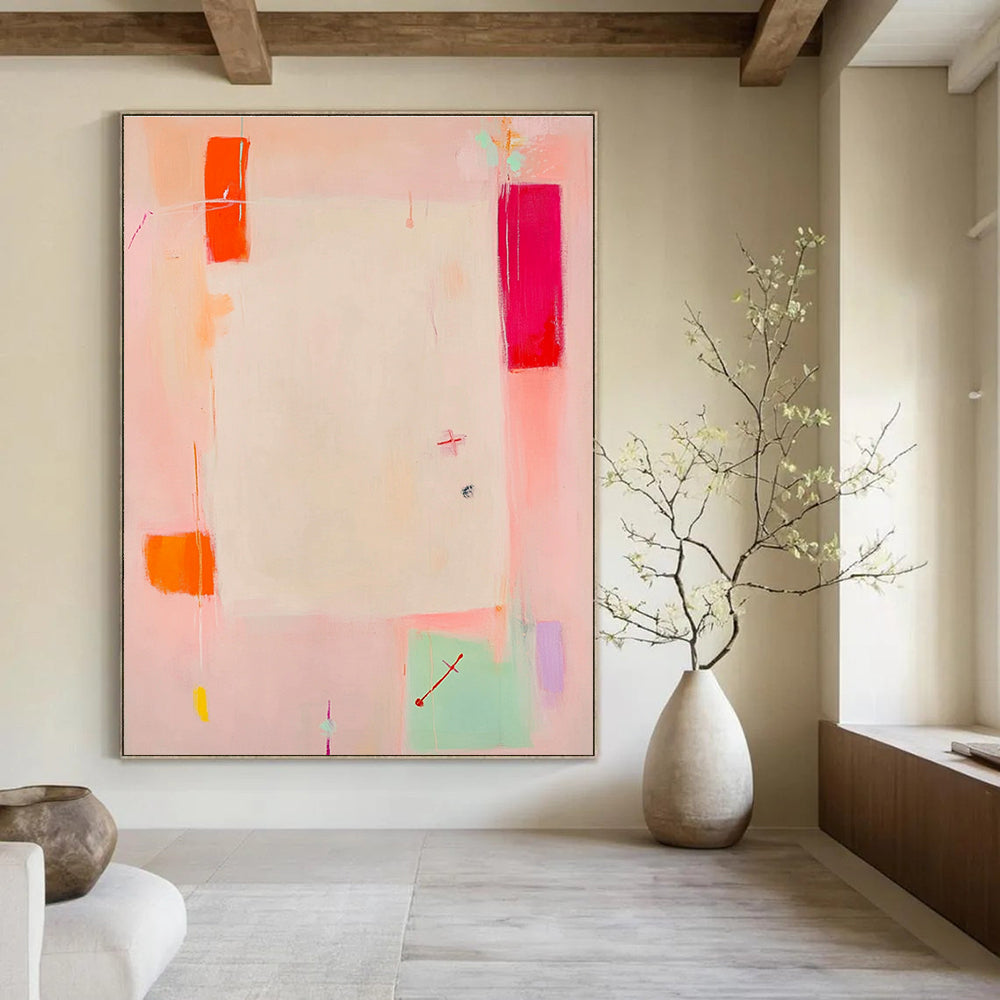 Soft Pink Abstract Painting for Girls' Bedroom Decor GAB1230