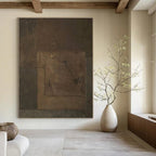 Brown Textured Abstract Painting for Rustic - Style Wine Bars HENG487