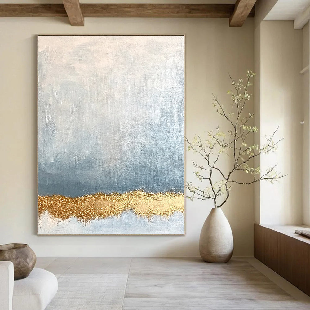 Blue and Gold Abstract Painting for Elegant Hotel Ballroom Entrances GAB1192