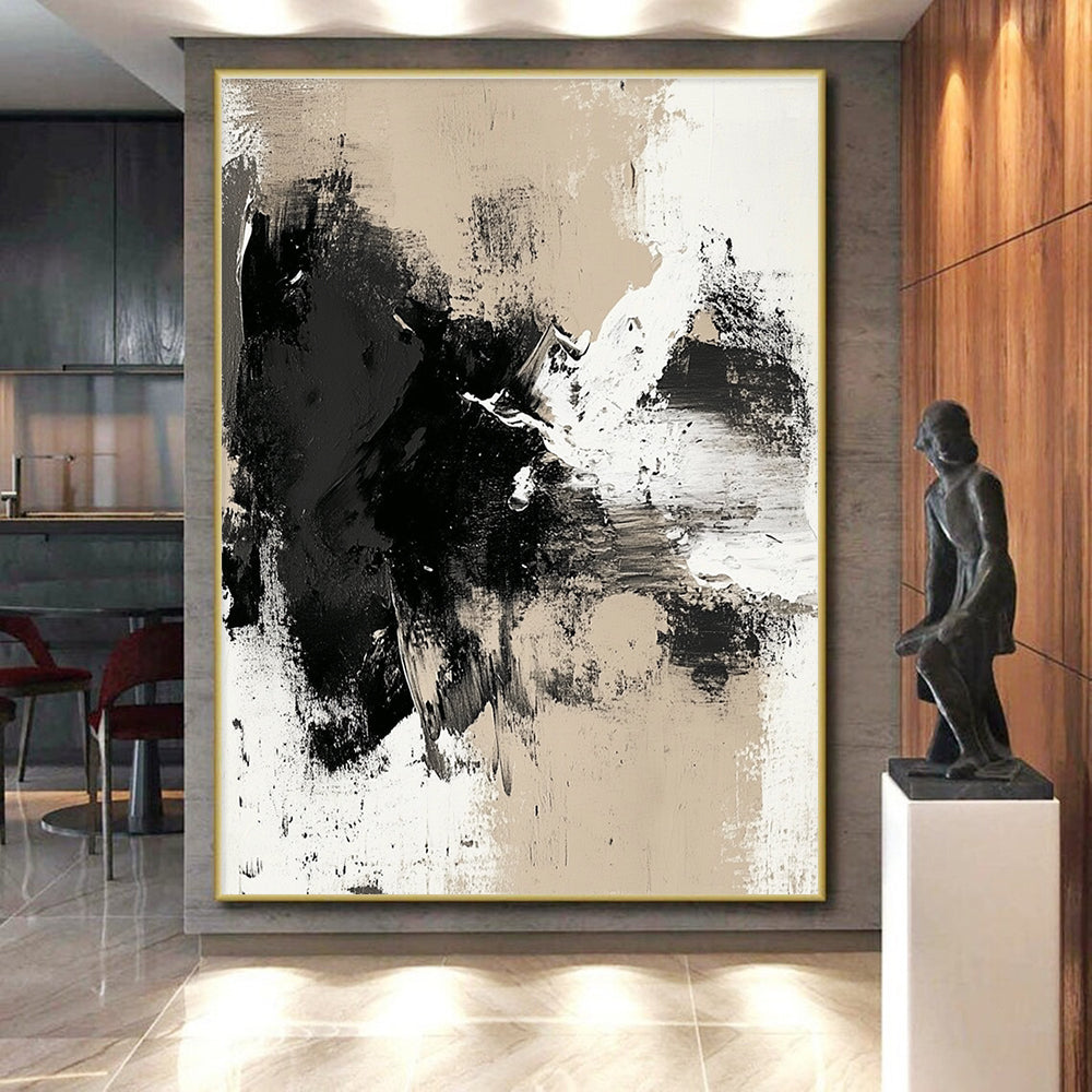 Beige - Toned Abstract Expression Painting with Subtle Drama WINK352