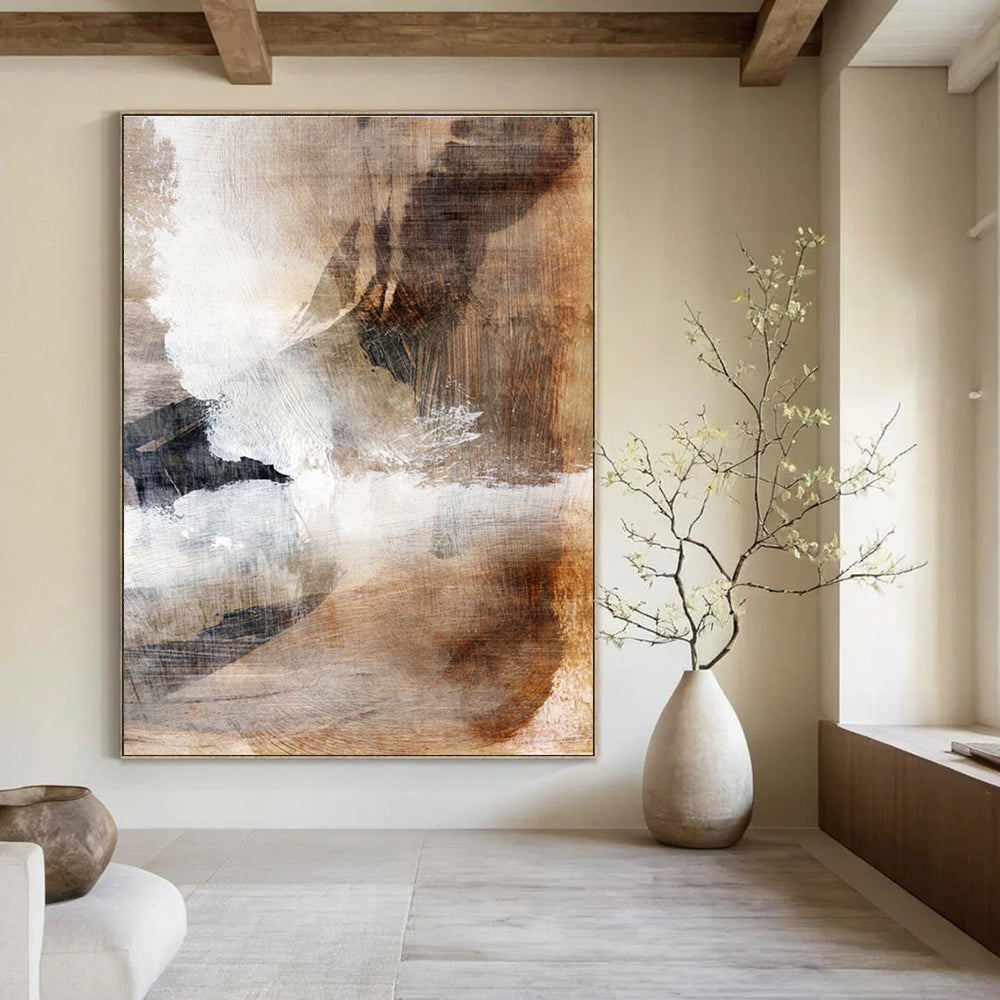 Earth - Toned Abstract Painting for Rustic - Chic Home Interiors HENG209