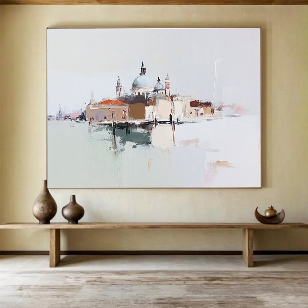 Venice Landscape Abstract Painting with Soft Color Palette ABS285