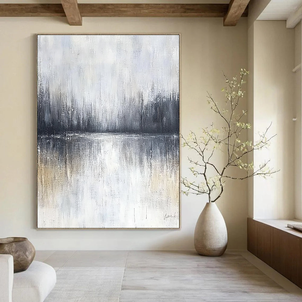 Misty Lake Reflection - Serene Landscape Abstract Painting GAB0520