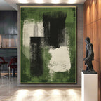 Green and Black Abstract Blocks Abstract Painting with Dynamic Contrast WINK264