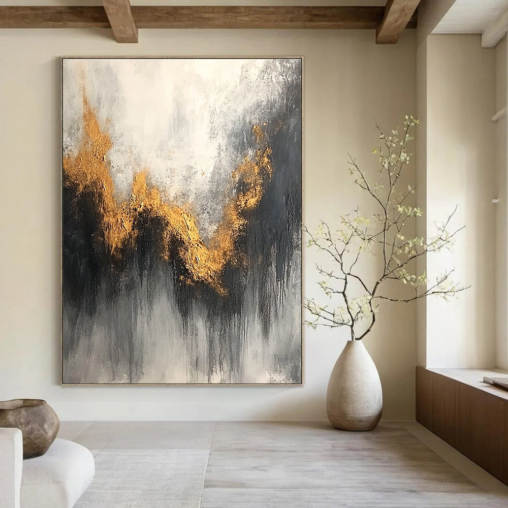 Gold - Wave Abstract Painting for Coastal - Inspired Spas GAB0861