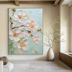 Textured Flower Blossoms Abstract Painting for Feminine - Style Bedrooms GAB1291
