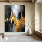 Gold and Black Urban Abstract Painting for Modern Art Galleries GAB0858