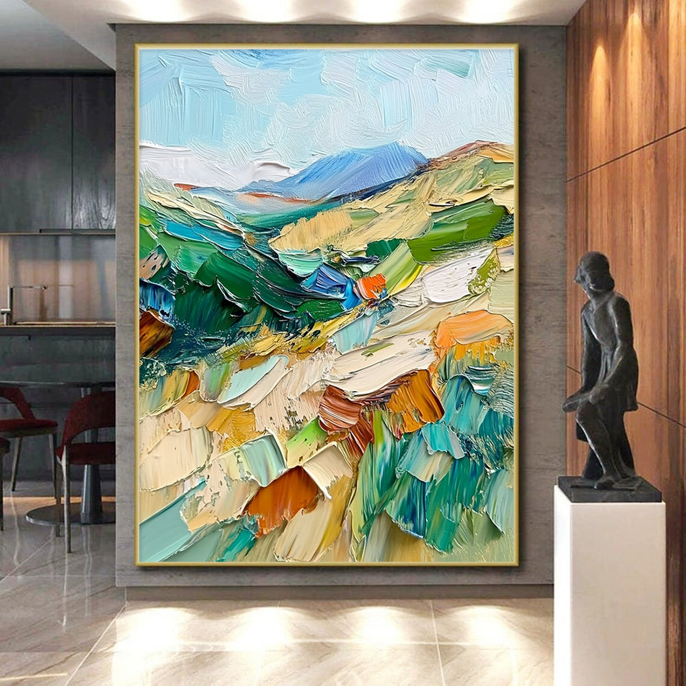 Colorful Landscape Impasto Abstract Painting with Vivid Terrain WINK074