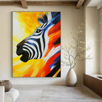 Colorful Zebra Portrait Abstract Painting of Vibrant Wildlife GAB0087