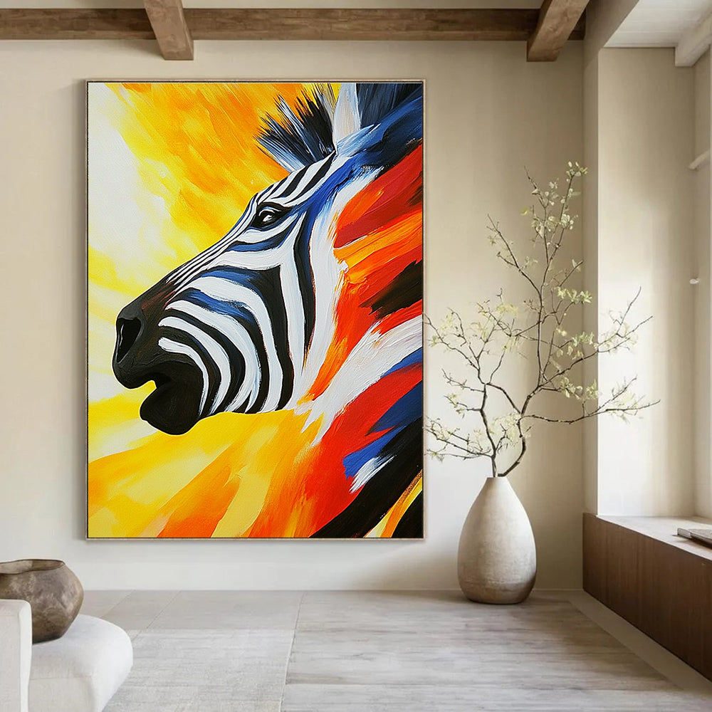 Colorful Zebra Portrait Abstract Painting of Vibrant Wildlife GAB0087