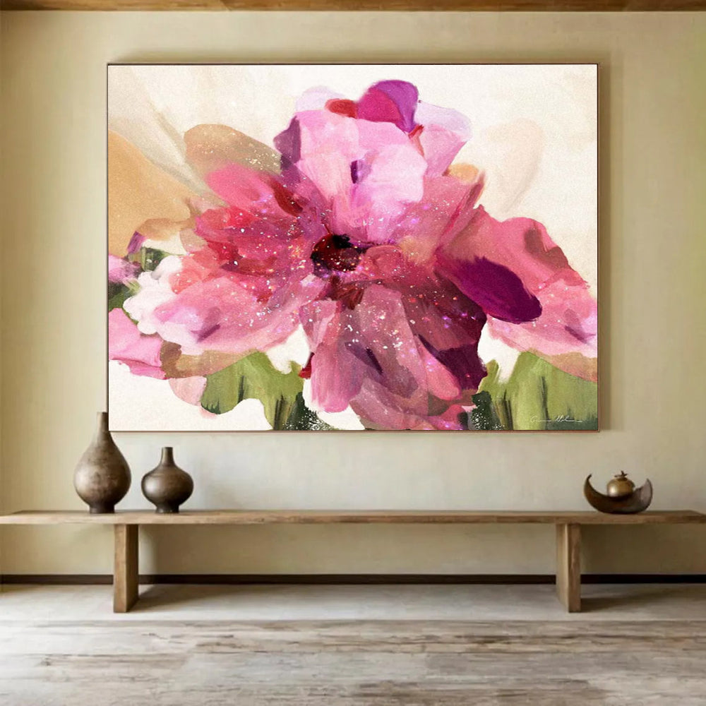 Pink Flower Abstract Painting for Feminine Boutique Dressing Rooms YHT405