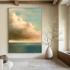 Soft Clouds Over Sea Abstract Painting for Coastal - Styled Homes GAB1074