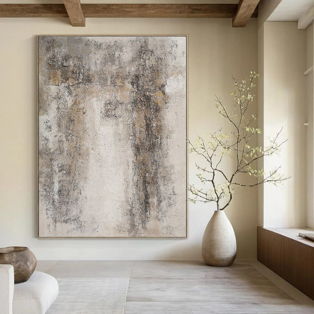 Weathered Concrete - Like Abstract in Gray and Beige Painting for Industrial - Chic Lofts HENG346
