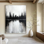 Monochrome Cityscape Abstract - Dramatic Urban Abstract Painting GAB0649