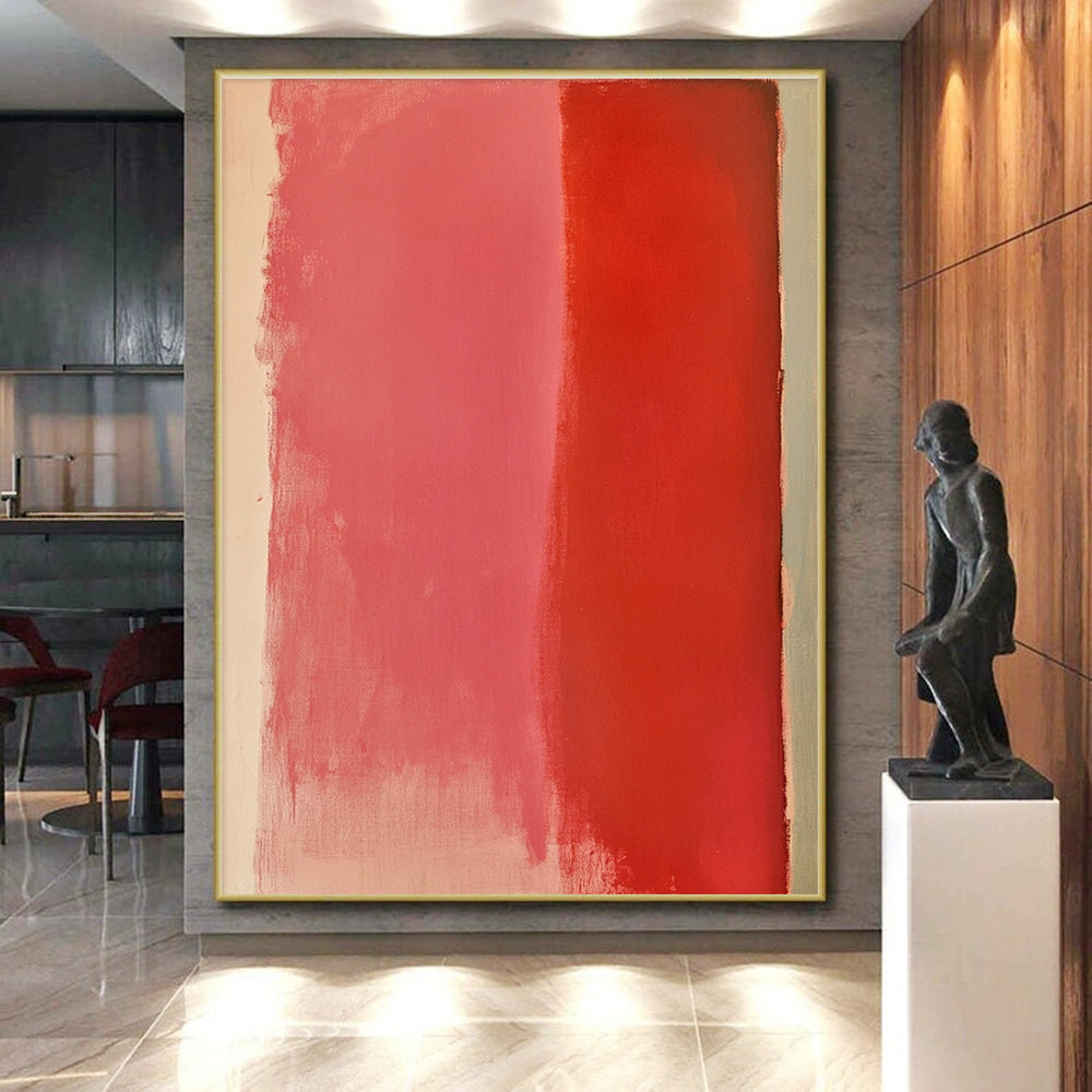 Pink and Red Divide Abstract Painting with Warm Contrast WINK133