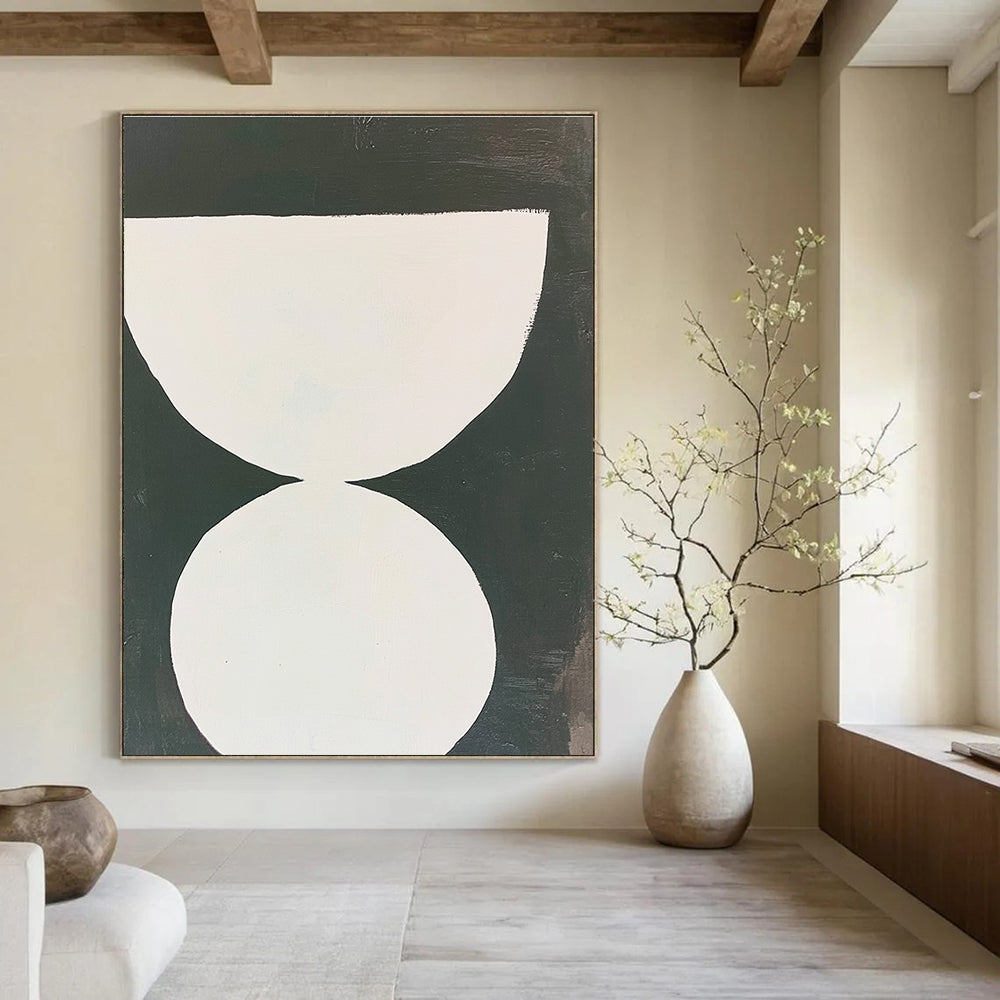 Black and White Hourglass - Monochromatic Geometric Art GAB0406