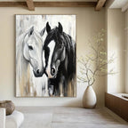 Two Horses Portrait Graceful Abstract Painting for Equestrian Enthusiasts GAB1499