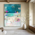 Beach Collage Art Playful Maritime Abstract Painting GAB0242