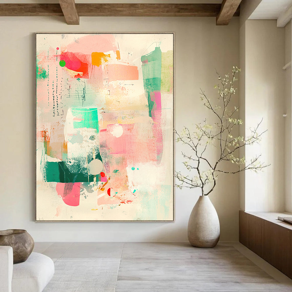 Colorful Collage Abstract Vibrant Mixed - Media Art GAB0356