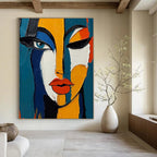 Cubist Woman's Face Abstract Painting of Multifaceted Beauty GAB0199