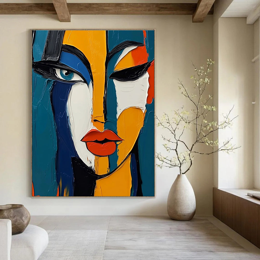 Cubist Woman's Face Abstract Painting of Multifaceted Beauty GAB0199