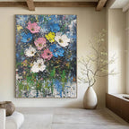Colorful Flower Burst Textured Floral Abstract Painting GAB0241