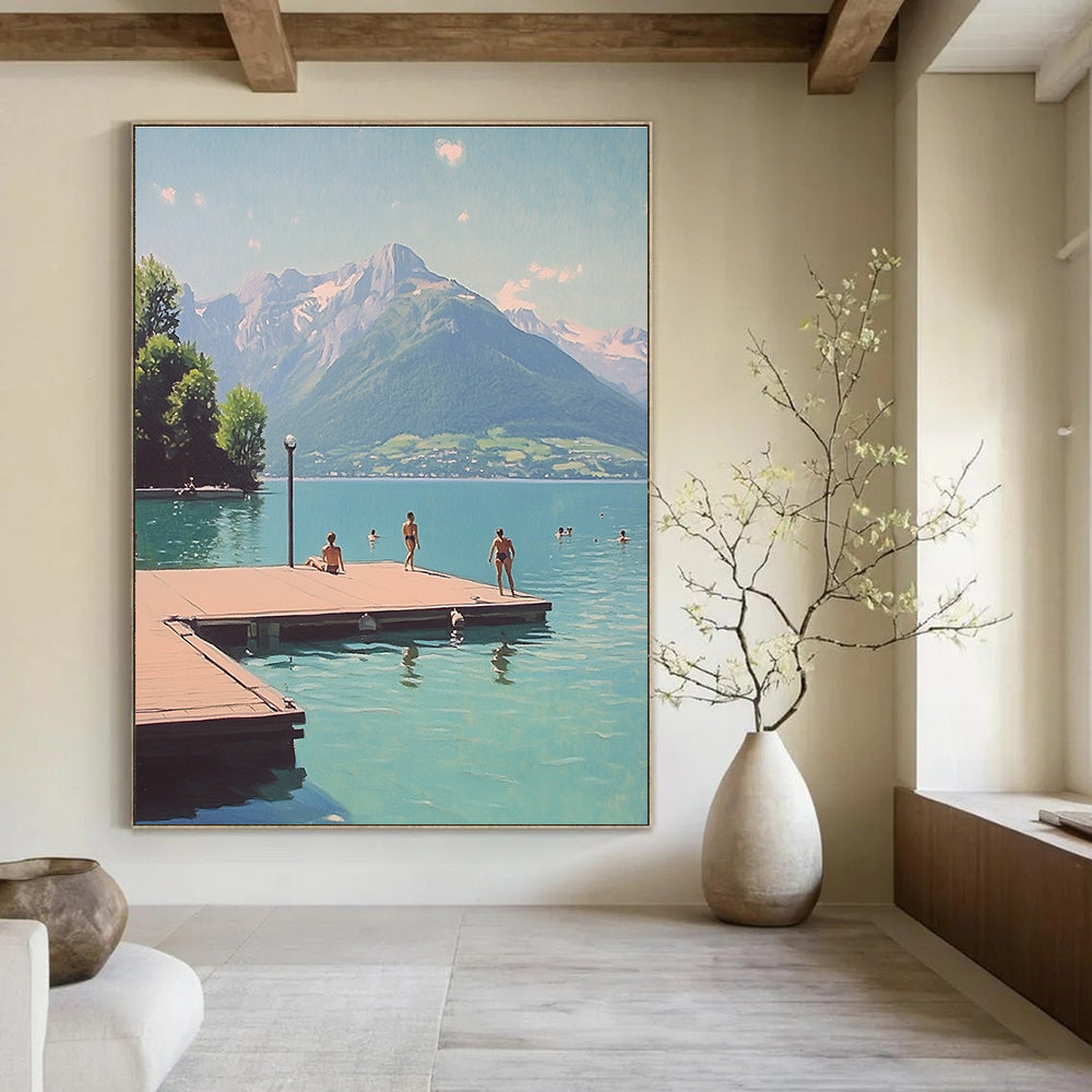 Lakeside Leisure Abstract Painting for Resort - Style Hotel Lobbies GAB1294