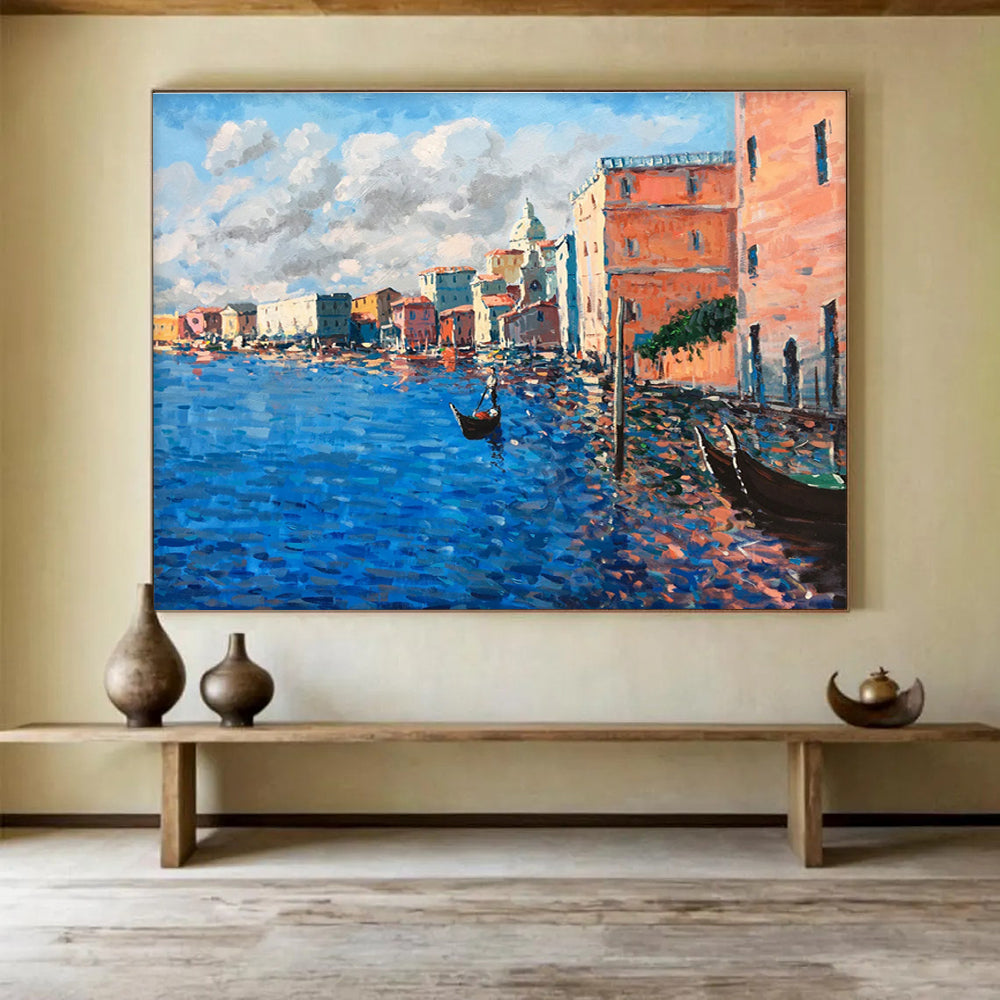 Venice Canal Abstract Painting for Italian Restaurant Private Dining Rooms YHT456