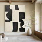 Black and White Geometric Abstract Painting for Modern Minimalist Interiors GAB0790