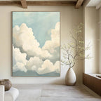 Fluffy Clouds on Blue Sky - Inspired Abstract Painting for Serene Spaces GAB1440