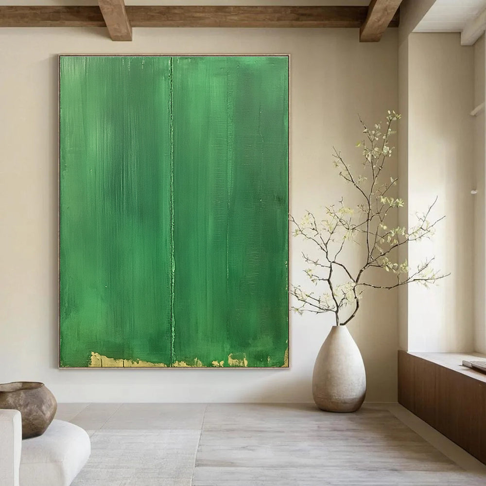 Solid Green with Line Painting of Understated Contrast GAB0145