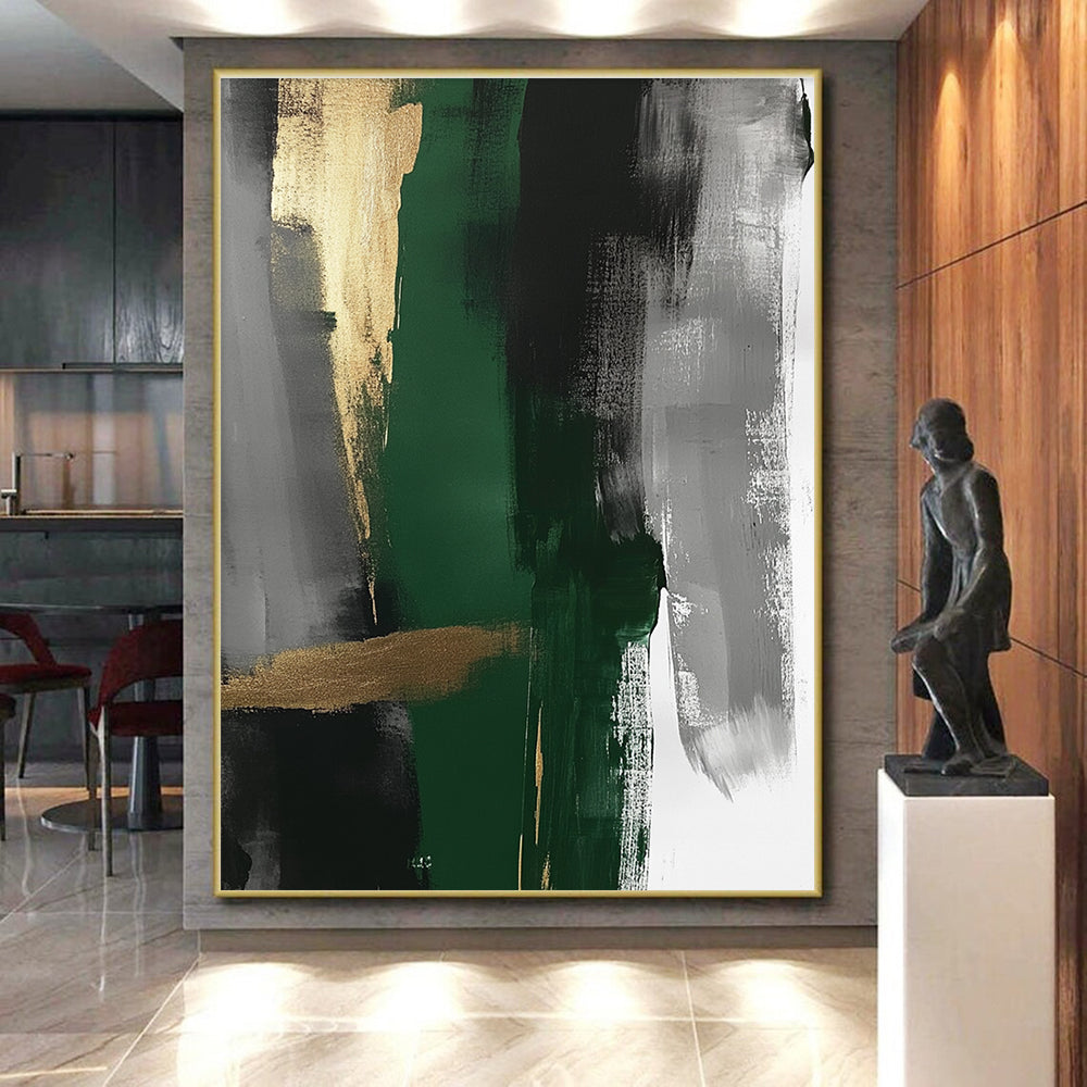 Green Gold Abstract Painting with Luxe Serenity WINK755