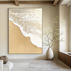 Sandy Beach with White Waves Abstract Painting with Coastal Charm GAB0077