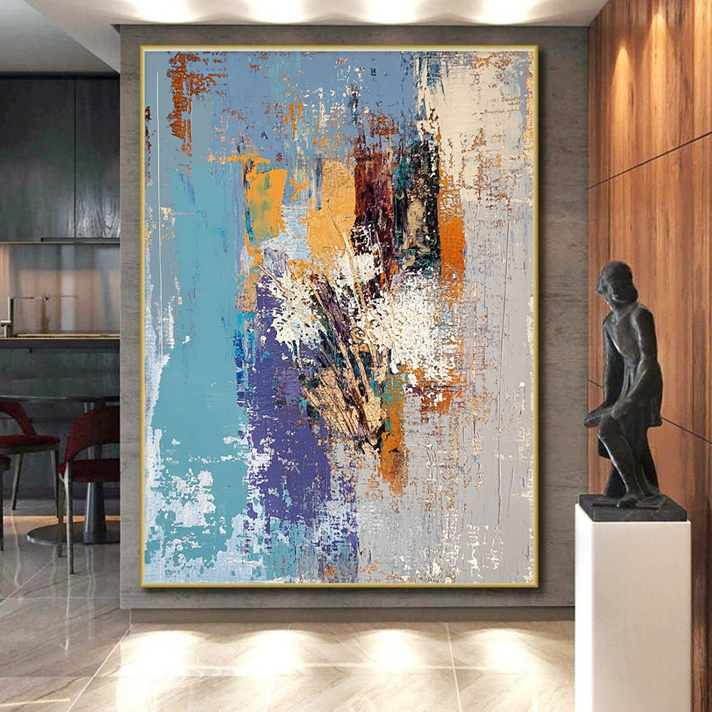 Blue Orange Abstract Painting with Warm - Cool Harmony WINK759