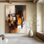 Warm - Toned Abstract Composition Painting for Modern Living Rooms GAB1120