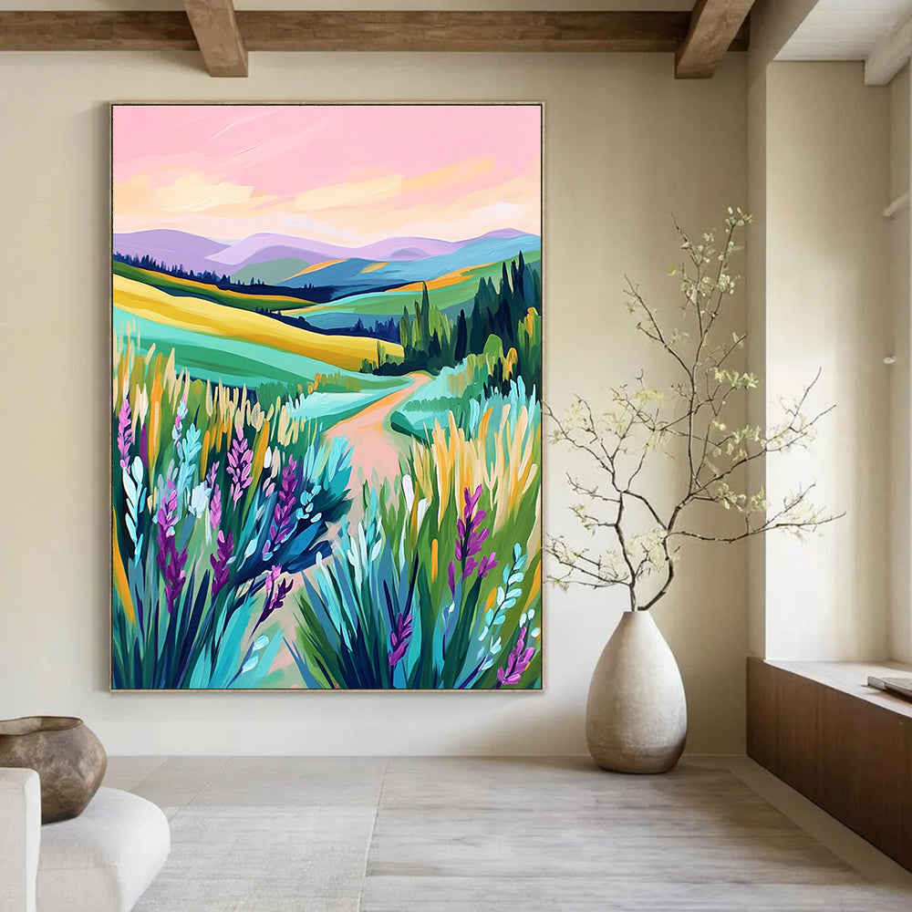 Colorful Rolling Hills Landscape - Modern Impressionist Art GAB0386