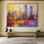 Colorful Cityscape Abstract Painting with Dynamic, Urban Energy ABS514