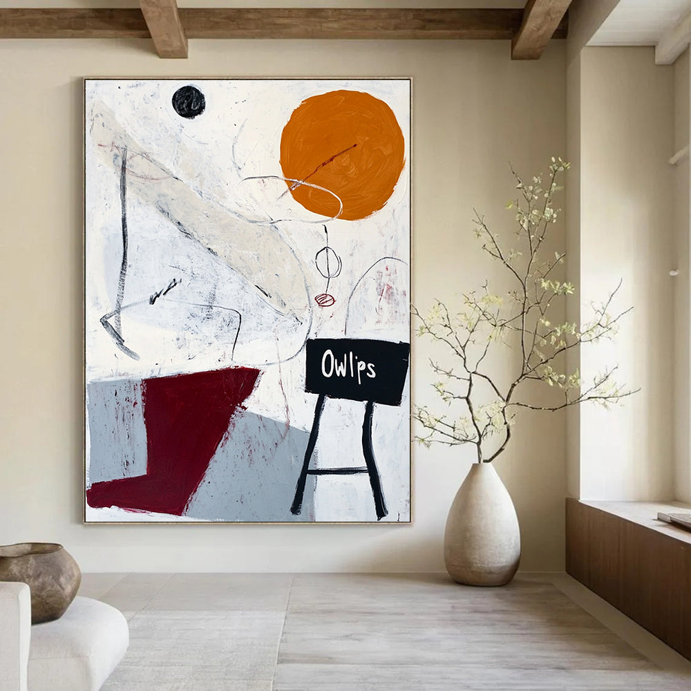 Whimsical Abstract “Ow lips” Painting for Eclectic Café Interiors GAB1245