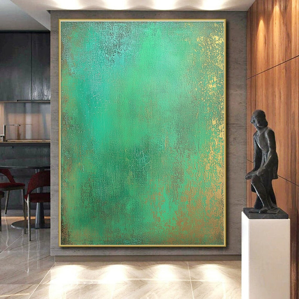Teal and Gold Abstract Painting with Exotic Allure WINK128