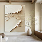 Textured Beige Layers Abstract Painting for Neutral - Themed Living Rooms GAB1322