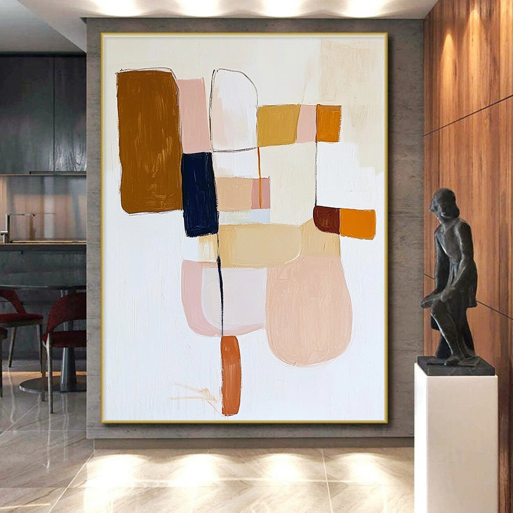 Earth - Toned Block Abstract Painting with Gentle Harmony WINK700
