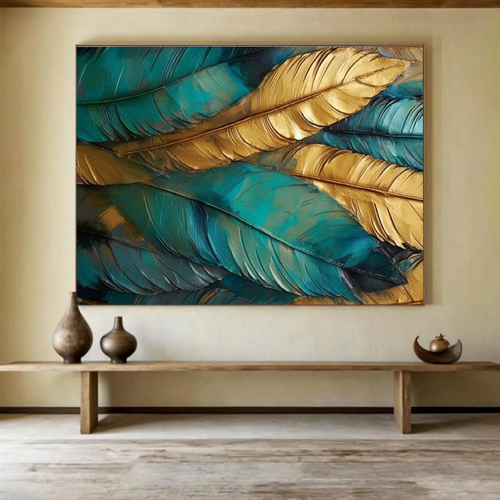 Feather Abstract Painting for Sophisticated Bedroom Retreats YHT298