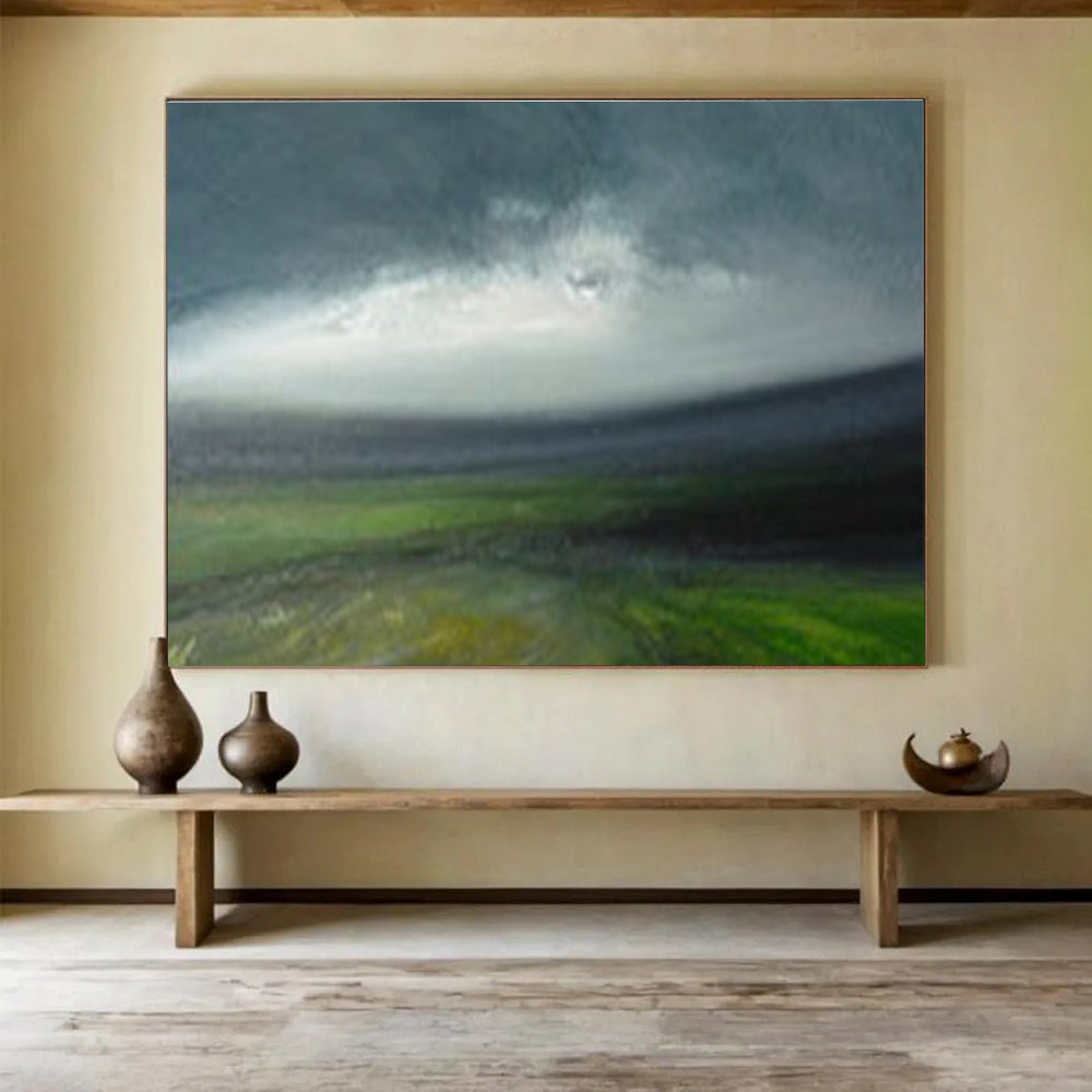Blurry Landscape Abstract Painting for Calm Interiors YHT005