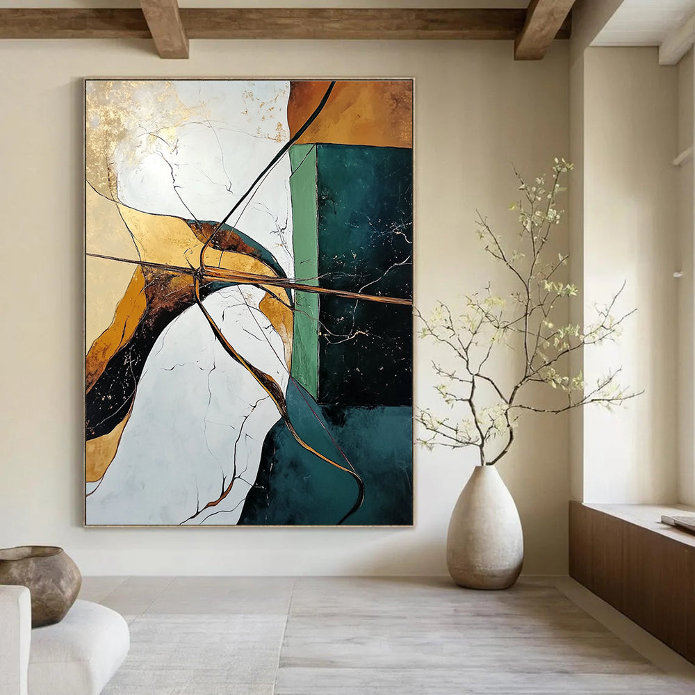 Geometric Abstract with Gold Accents Painting for Luxury Interiors GAB1111