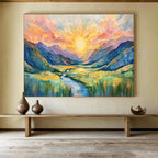Sunrise Mountain Abstract Painting for Adventure - Lover Offices YHT416