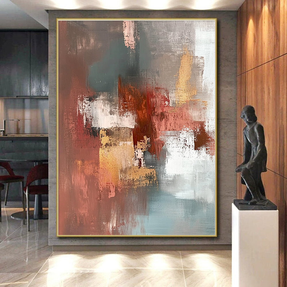 Earth - Toned Abstract Painting with Warm Vibrancy WINK806