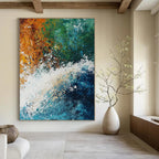Energetic Wave Abstract Painting for Dynamic Spaces GAB0732